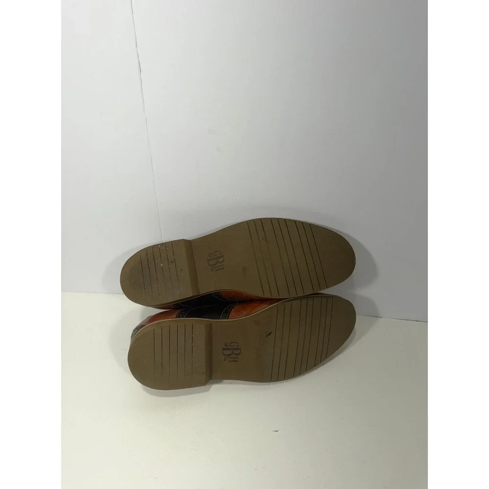 GH Bass Burlington Mens 11D Saddle Shoes Tan Brown‎ Leather Oxford Brogue Dress